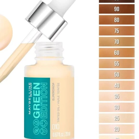 Maybelline Green Edition Superdrop Tinted Oil #25 Base Makeup Adjustable Natural - Picture 3 of 7